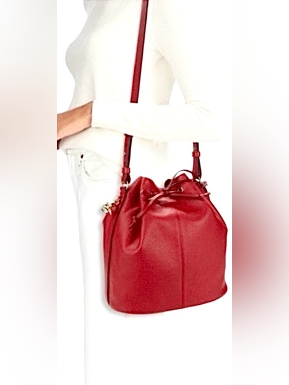 Alexander McQueen Padlock Skull Bucket Bag Red Leather NWT Discontinued